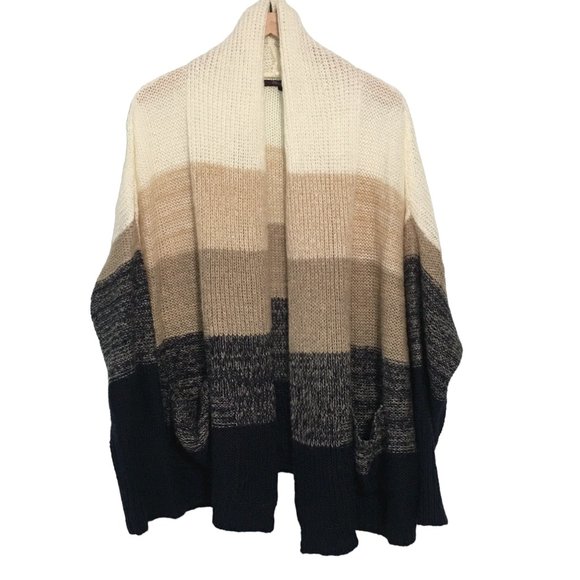 Olivia Sky Sweaters - Olivia Sky Color Block Soft Open Front Cardigan Sweater (3X)